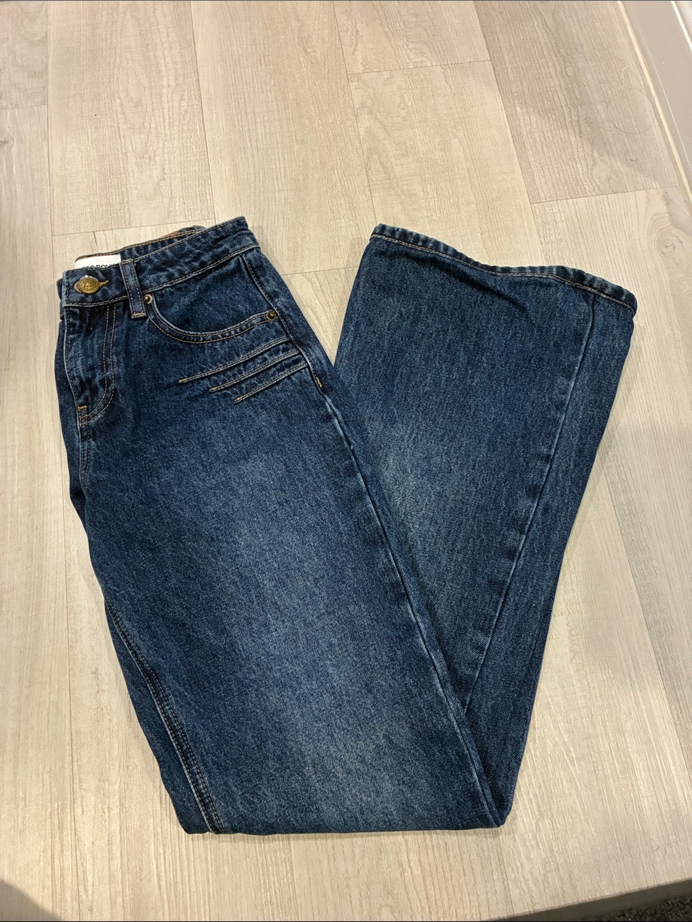 Princess Polly flare Jeans in Dark Blue Wash